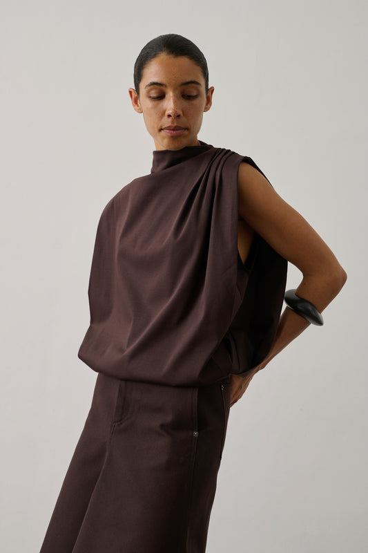 Top Idris - Marron Foncé - Coton - Femme