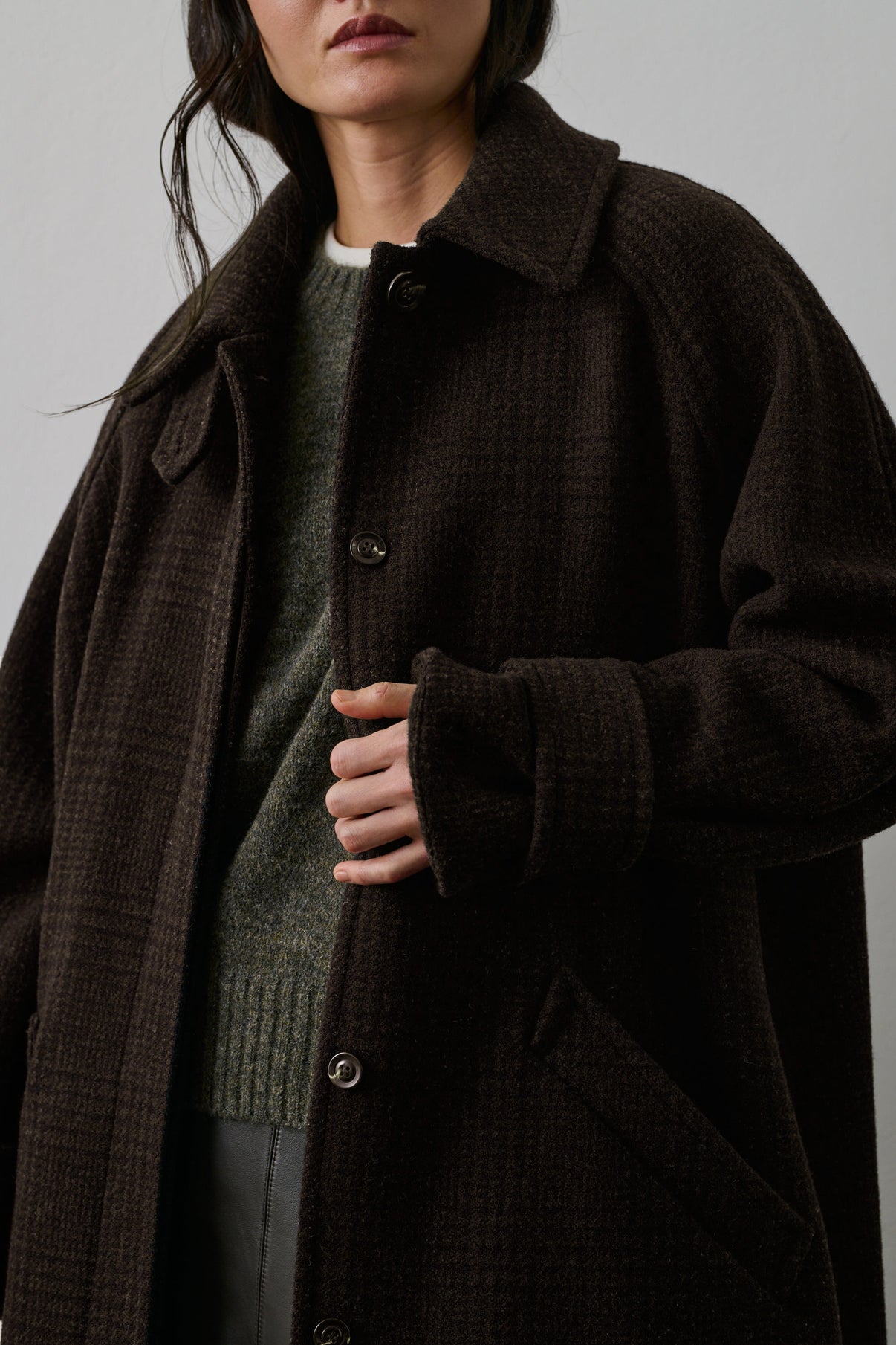 Manteau Berlin - Marron/Noir - Laine - Femme vue 2