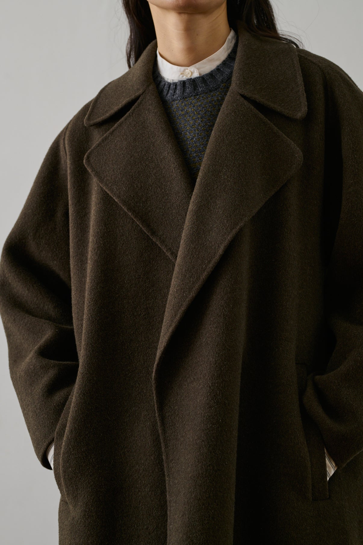 Manteau Harvard - Kaki Brun - Laine - Femme vue 4