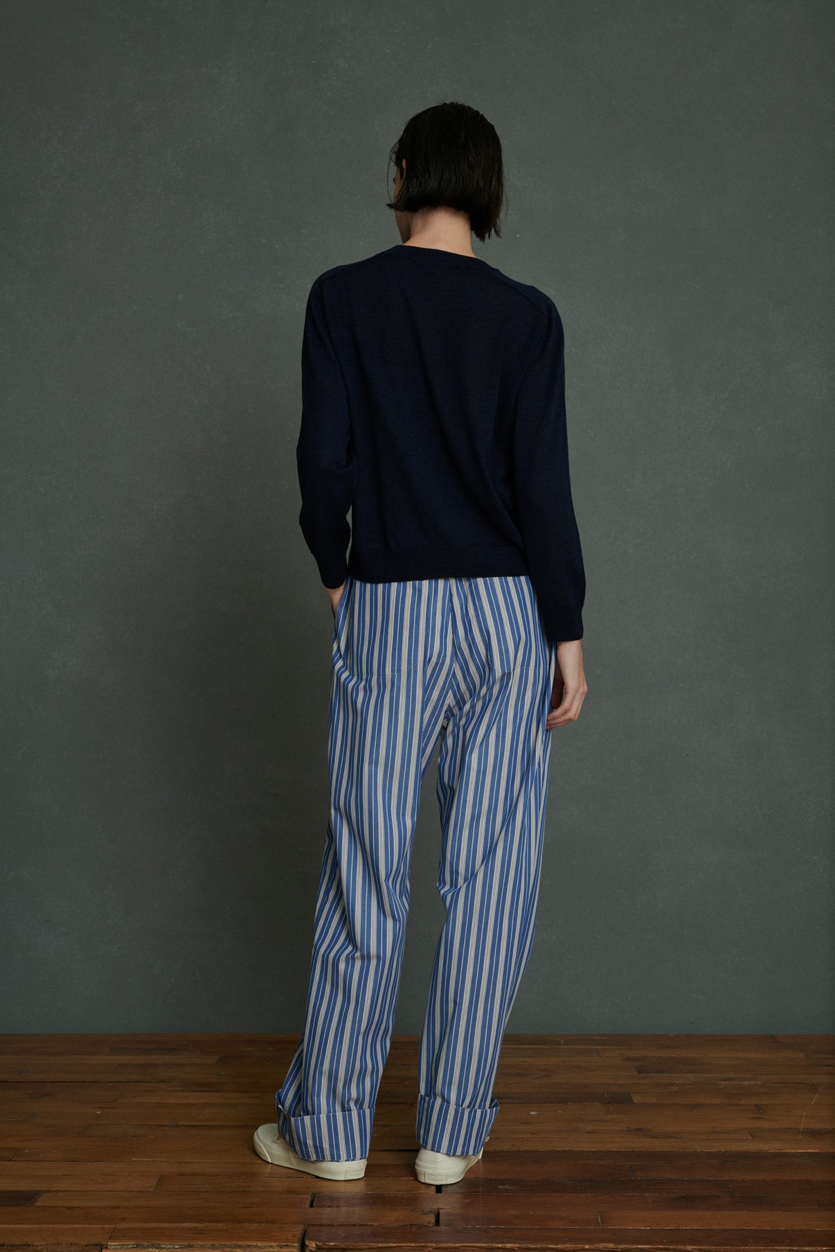 Pantalon Albert - Bleu/Blanc - Coton - Femme vue 7