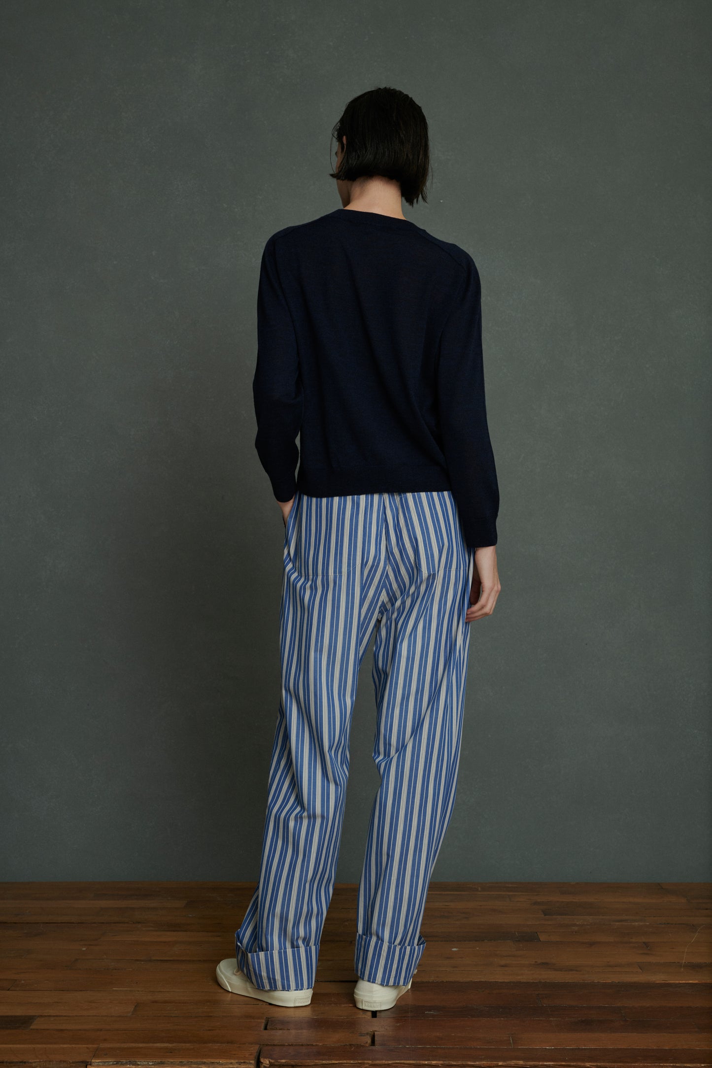 Pantalon Albert - Bleu/Blanc - Coton - Femme